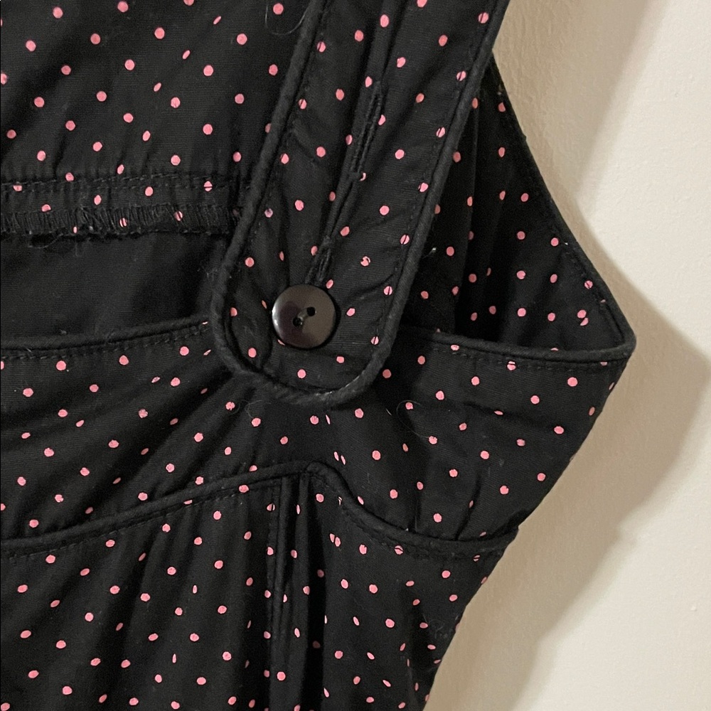 Hell Bunny Black with Pink Polka Dot Rockabilly Dress Size Small - Picture 9 of 13